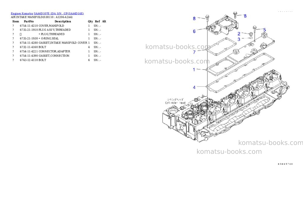 Komatsu saa6d107e-1da s/n .-up Parts catalog cover Page 10