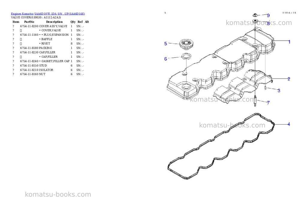 Komatsu saa6d107e-1da s/n .-up Parts catalog cover Page 2
