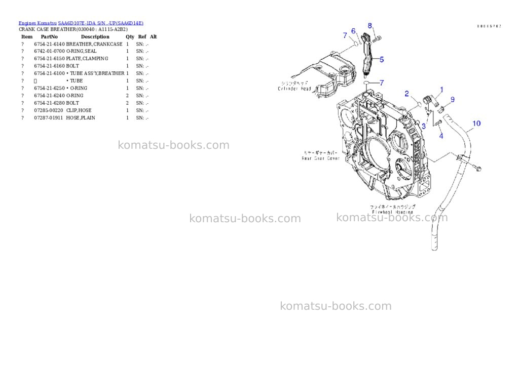 Komatsu saa6d107e-1da s/n .-up Parts catalog cover Page 3