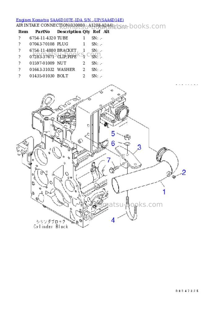 Komatsu saa6d107e-1da s/n .-up Parts catalog cover Page 7
