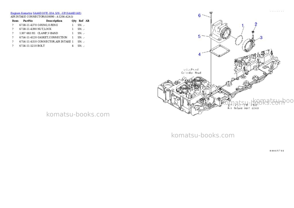Komatsu saa6d107e-1da s/n .-up Parts catalog cover Page 8