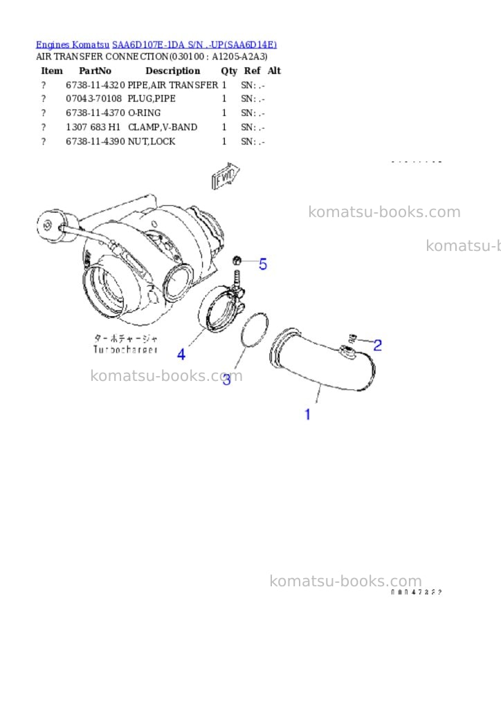 Komatsu saa6d107e-1da s/n .-up Parts catalog cover Page 9