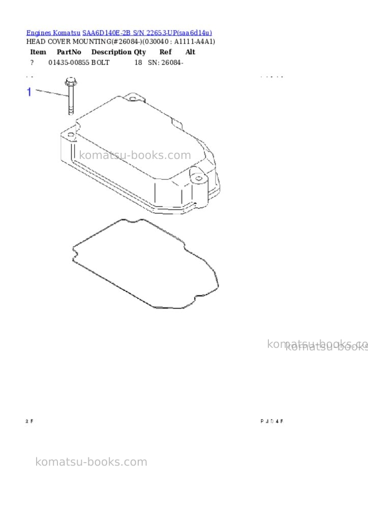Komatsu saa6d140e-2b s/n 22653-up Parts catalog cover Page 3 Komatsu saa6d140e-2b s/n 22653-up Parts catalog cover Page 3