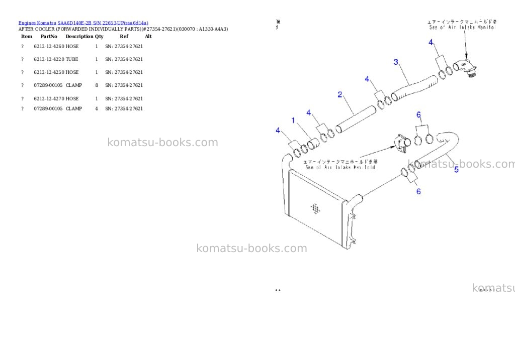 Komatsu saa6d140e-2b s/n 22653-up Parts catalog cover Page 6 Komatsu saa6d140e-2b s/n 22653-up Parts catalog cover Page 6