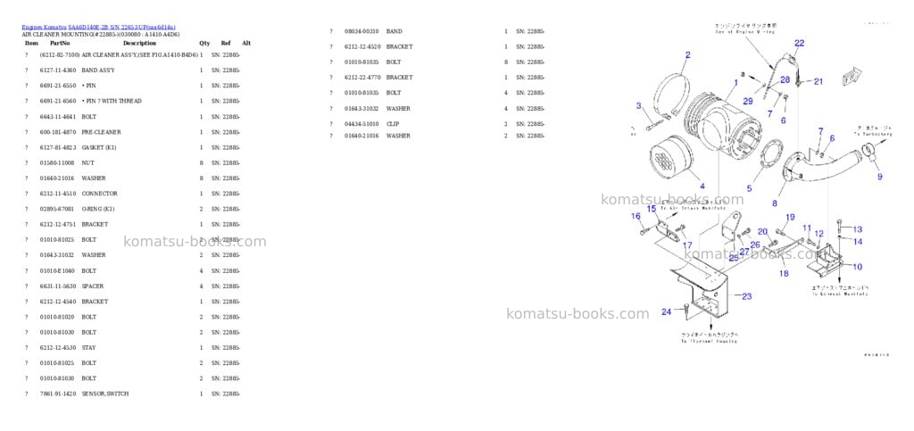 Komatsu saa6d140e-2b s/n 22653-up Parts catalog cover Page 7 Komatsu saa6d140e-2b s/n 22653-up Parts catalog cover Page 7