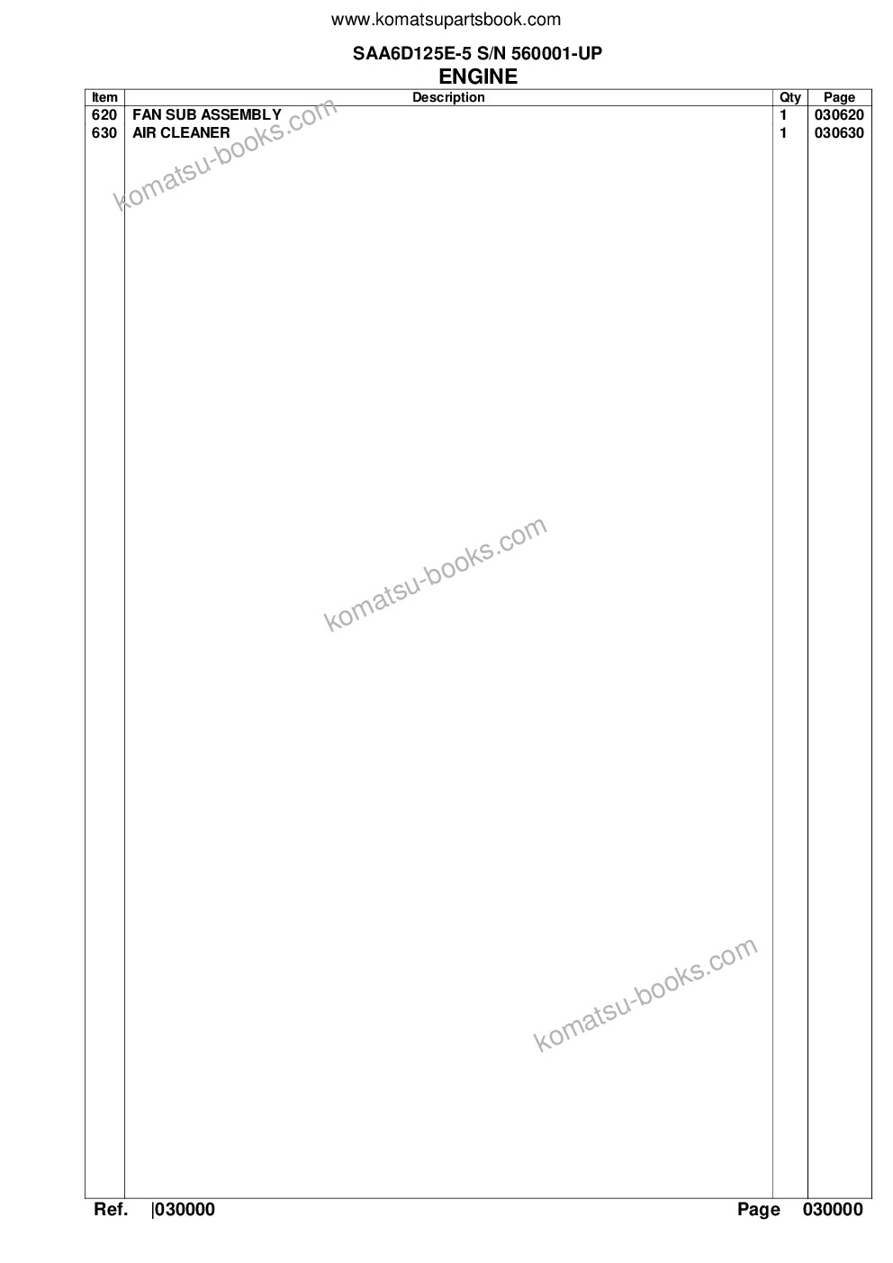 Komatsu SAA6D125E-5 S/N 560001-UP Parts catalog cover Page 3 Komatsu SAA6D125E-5 S/N 560001-UP Parts catalog cover Page 3