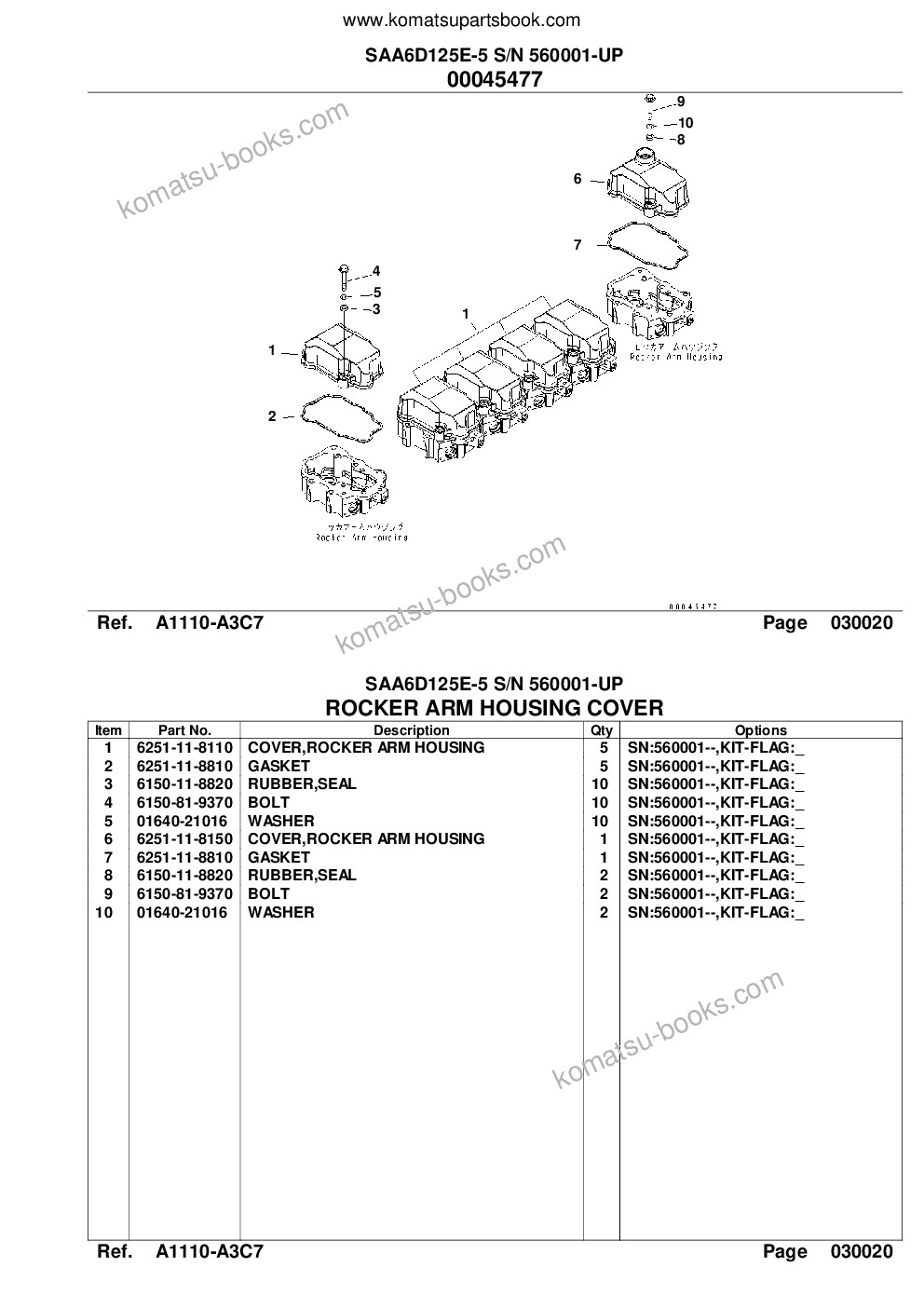 Komatsu SAA6D125E-5 S/N 560001-UP Parts catalog cover Page 6 Komatsu SAA6D125E-5 S/N 560001-UP Parts catalog cover Page 6