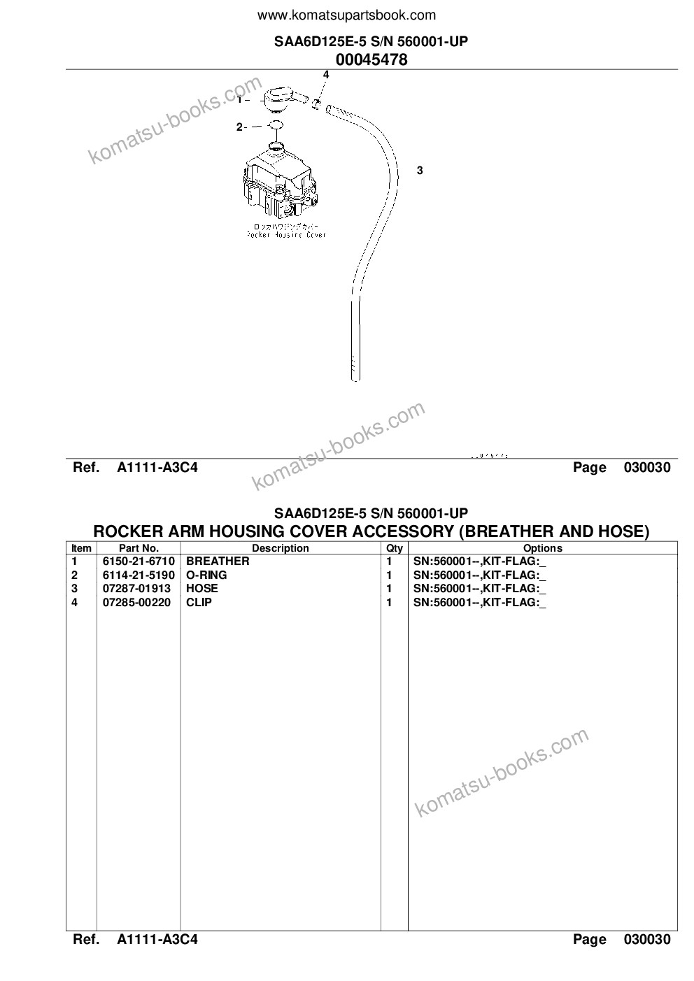 Komatsu SAA6D125E-5 S/N 560001-UP Parts catalog cover Page 7 Komatsu SAA6D125E-5 S/N 560001-UP Parts catalog cover Page 7