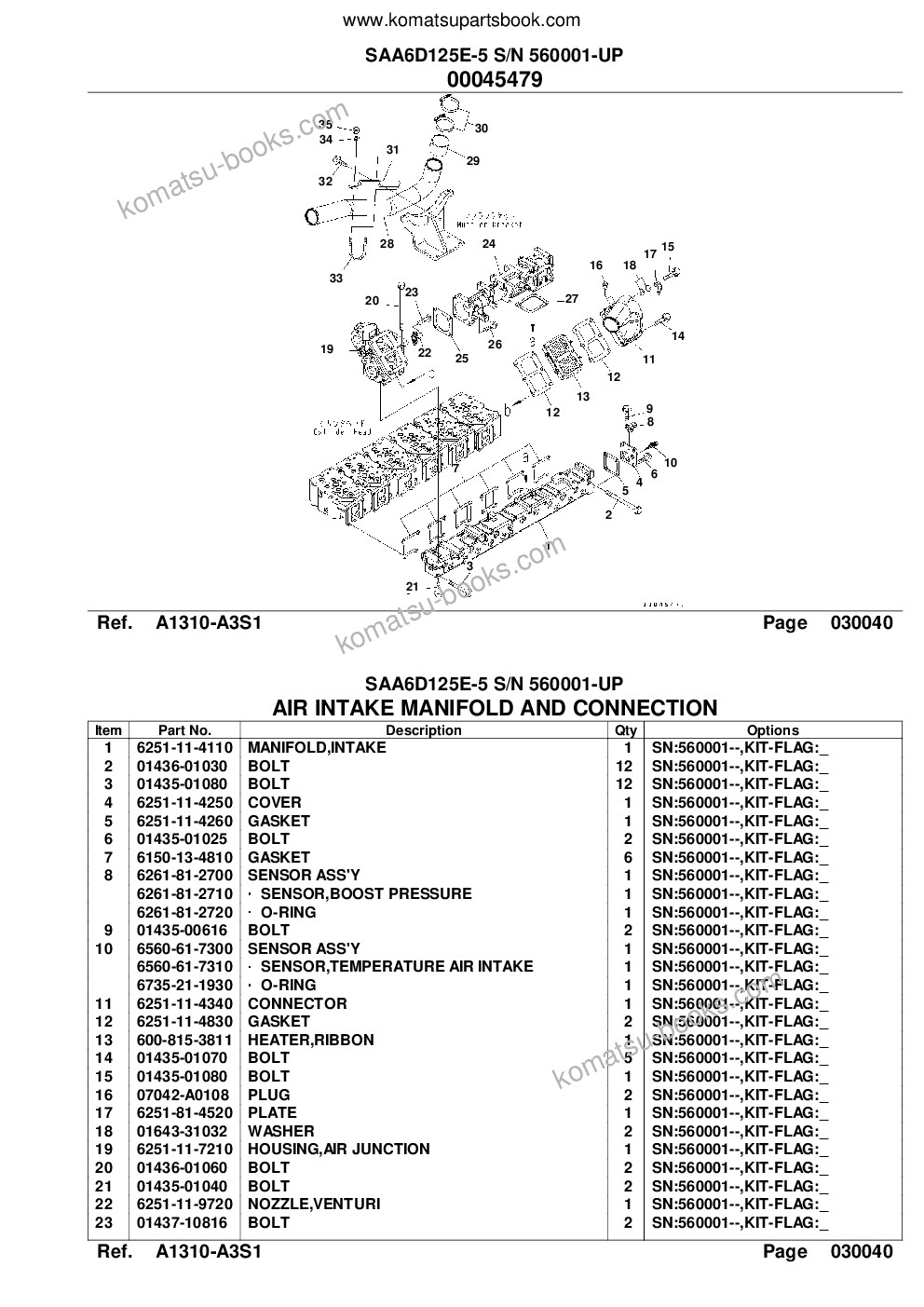 Komatsu SAA6D125E-5 S/N 560001-UP Parts catalog cover Page 8 Komatsu SAA6D125E-5 S/N 560001-UP Parts catalog cover Page 8