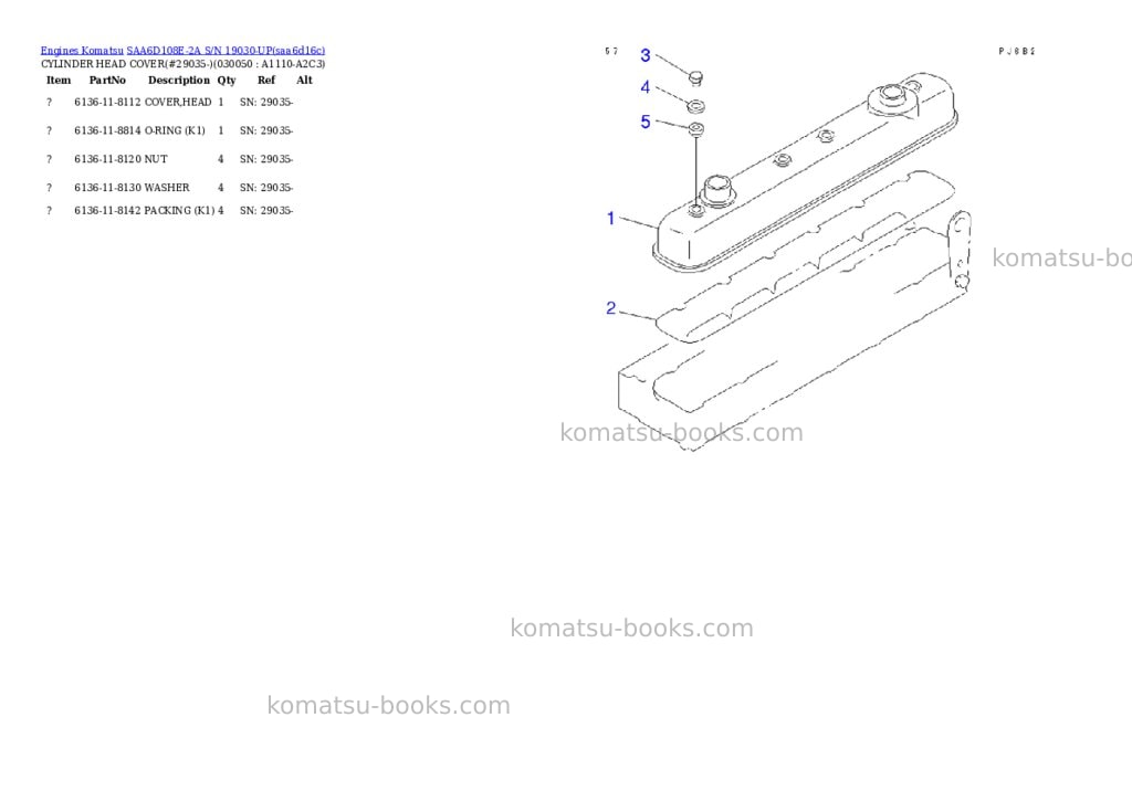 Komatsu SAA6D108E-2A S/N 19030-UP Parts catalog cover Page 4 Komatsu SAA6D108E-2A S/N 19030-UP Parts catalog cover Page 4