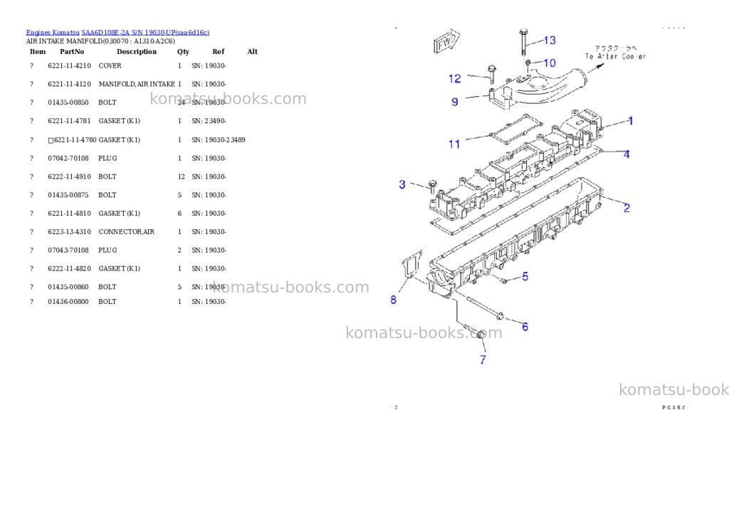 Komatsu SAA6D108E-2A S/N 19030-UP Parts catalog cover Page 6 Komatsu SAA6D108E-2A S/N 19030-UP Parts catalog cover Page 6