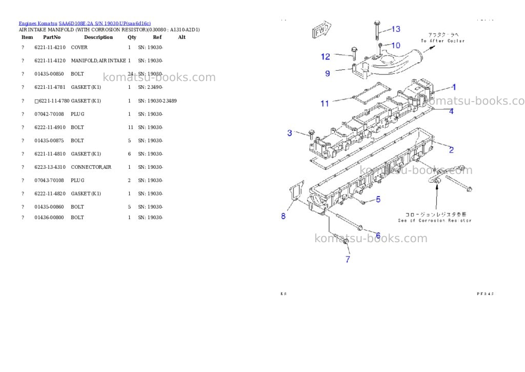 Komatsu SAA6D108E-2A S/N 19030-UP Parts catalog cover Page 7 Komatsu SAA6D108E-2A S/N 19030-UP Parts catalog cover Page 7