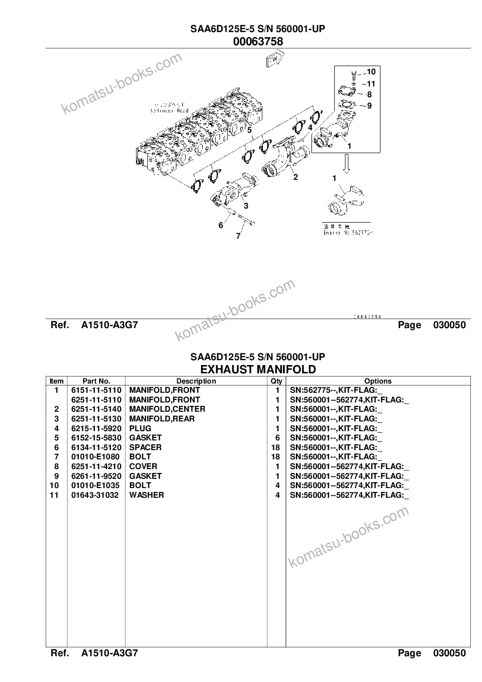 Komatsu SAA6D125E-5 S/N 560001-UP Parts catalog cover Page 10 Komatsu SAA6D125E-5 S/N 560001-UP Parts catalog cover Page 10