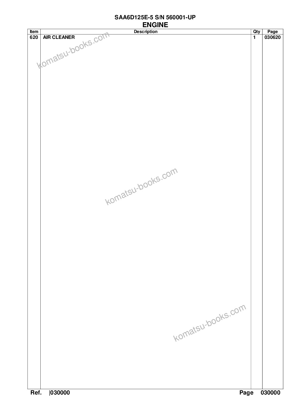 Komatsu SAA6D125E-5 S/N 560001-UP Parts catalog cover Page 3 Komatsu SAA6D125E-5 S/N 560001-UP Parts catalog cover Page 3