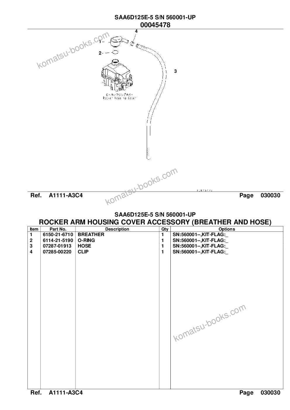 Komatsu SAA6D125E-5 S/N 560001-UP Parts catalog cover Page 7 Komatsu SAA6D125E-5 S/N 560001-UP Parts catalog cover Page 7