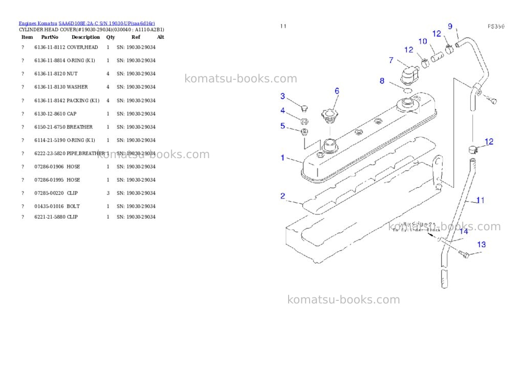 Komatsu saa6d108e-2a-c s/n 19030-up Parts catalog cover Page 3
