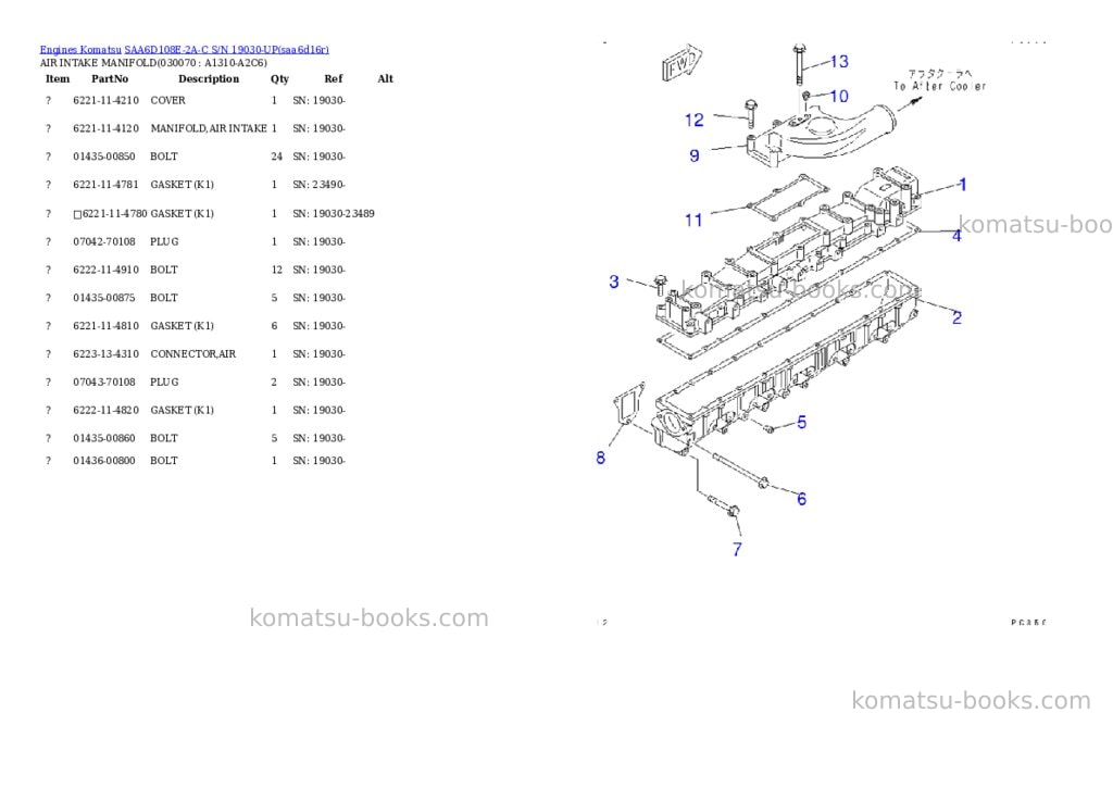 Komatsu saa6d108e-2a-c s/n 19030-up Parts catalog cover Page 6