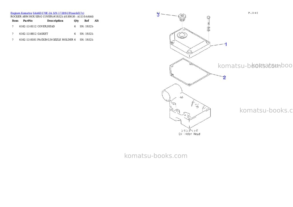 Komatsu SAA6D170E-2A S/N 17389-UP Parts catalog cover Page 2 Komatsu SAA6D170E-2A S/N 17389-UP Parts catalog cover Page 2