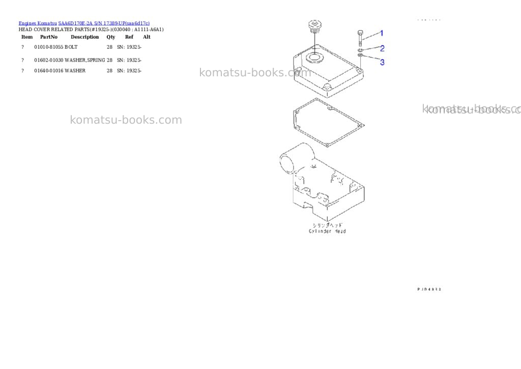 Komatsu SAA6D170E-2A S/N 17389-UP Parts catalog cover Page 3 Komatsu SAA6D170E-2A S/N 17389-UP Parts catalog cover Page 3