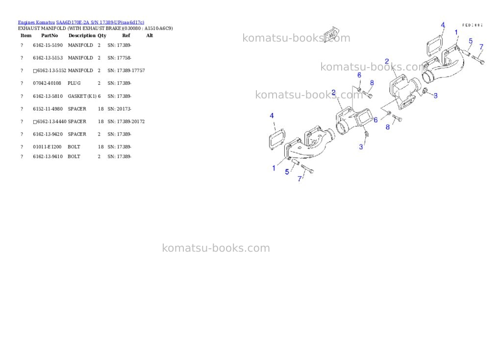 Komatsu SAA6D170E-2A S/N 17389-UP Parts catalog cover Page 7 Komatsu SAA6D170E-2A S/N 17389-UP Parts catalog cover Page 7