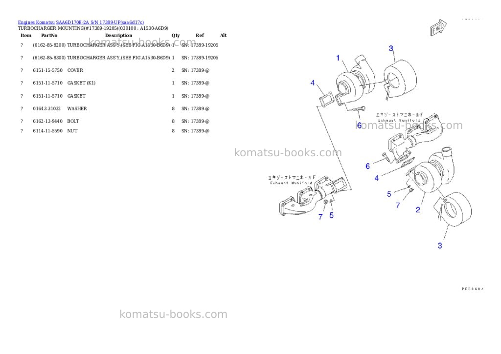 Komatsu SAA6D170E-2A S/N 17389-UP Parts catalog cover Page 9 Komatsu SAA6D170E-2A S/N 17389-UP Parts catalog cover Page 9