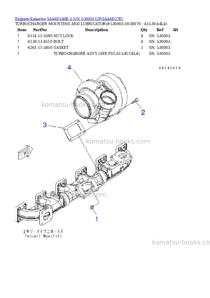 Komatsu saa6d140e-5 s/n 530001-up Parts catalog cover Page 2 Komatsu saa6d140e-5 s/n 530001-up Parts catalog cover Page 2