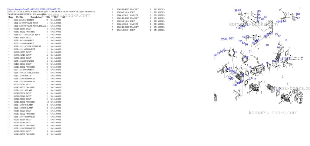 Komatsu saa6d140e-5 s/n 530001-up Parts catalog cover Page 6 Komatsu saa6d140e-5 s/n 530001-up Parts catalog cover Page 6