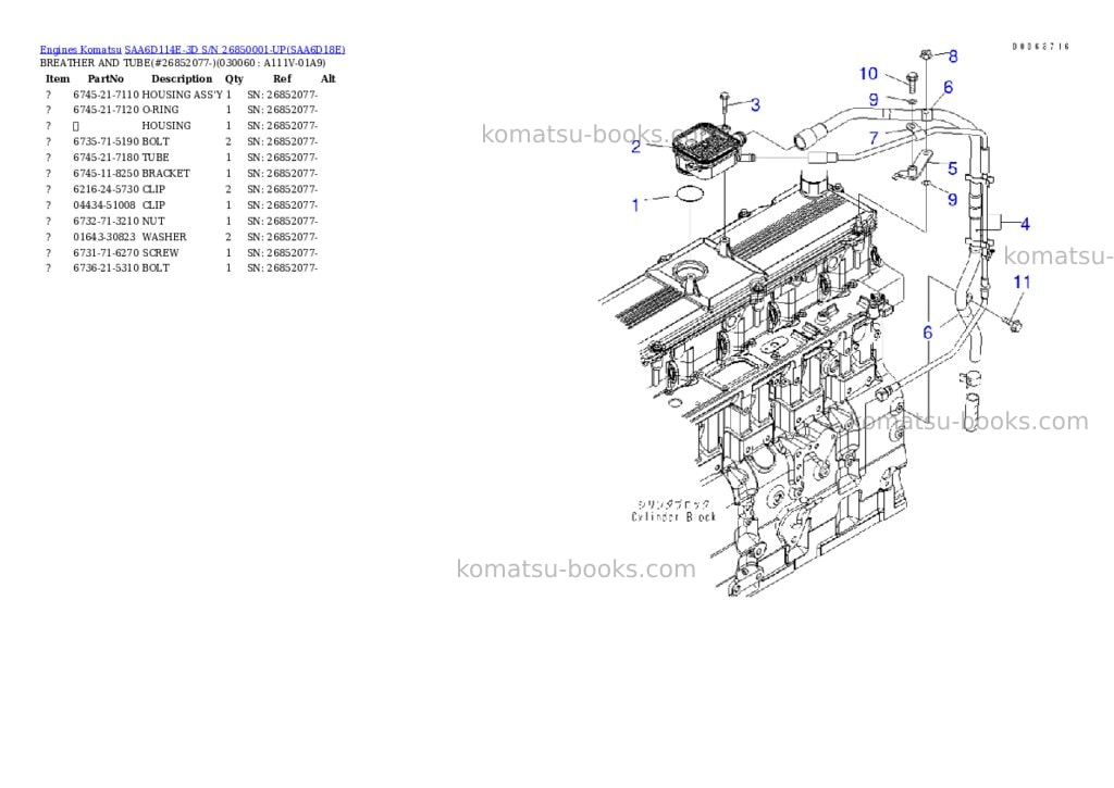 Komatsu saa6d114e-3d s/n 26850001-up Parts catalog cover Page 5 Komatsu saa6d114e-3d s/n 26850001-up Parts catalog cover Page 5