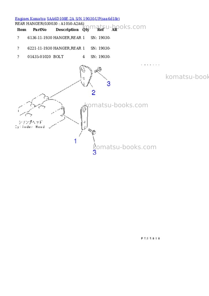 Komatsu SAA6D108E-2A S/N 19030-UP Parts catalog cover Komatsu SAA6D108E-2A S/N 19030-UP Parts catalog cover