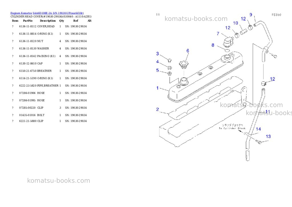 Komatsu SAA6D108E-2A S/N 19030-UP Parts catalog cover Page 2 Komatsu SAA6D108E-2A S/N 19030-UP Parts catalog cover Page 2