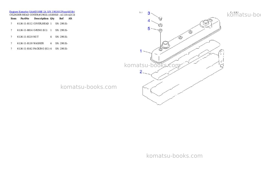 Komatsu SAA6D108E-2A S/N 19030-UP Parts catalog cover Page 3 Komatsu SAA6D108E-2A S/N 19030-UP Parts catalog cover Page 3