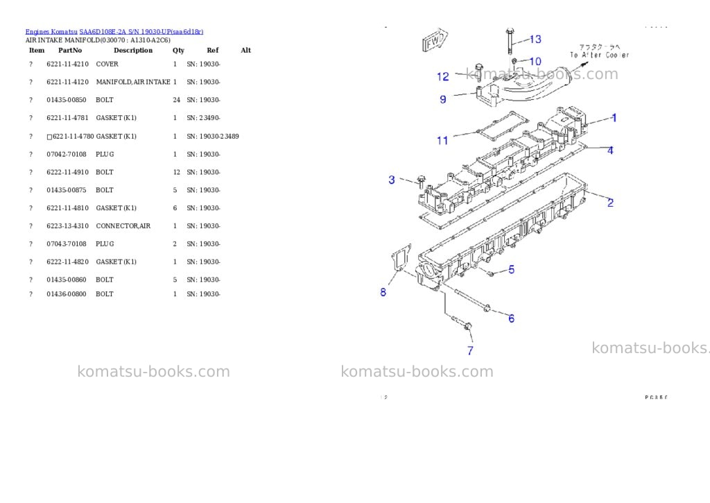 Komatsu SAA6D108E-2A S/N 19030-UP Parts catalog cover Page 5 Komatsu SAA6D108E-2A S/N 19030-UP Parts catalog cover Page 5