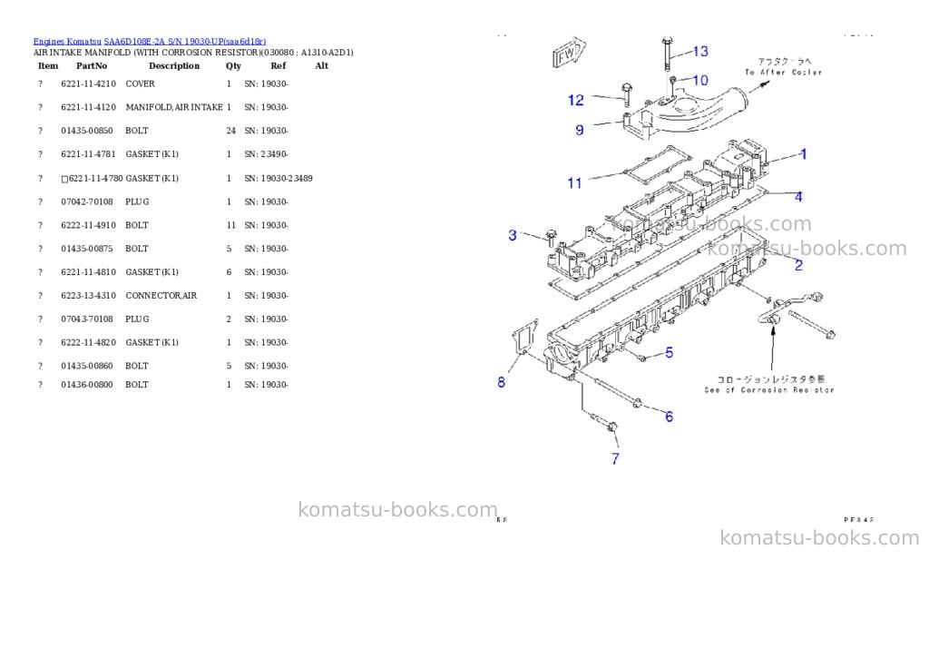 Komatsu SAA6D108E-2A S/N 19030-UP Parts catalog cover Page 6 Komatsu SAA6D108E-2A S/N 19030-UP Parts catalog cover Page 6