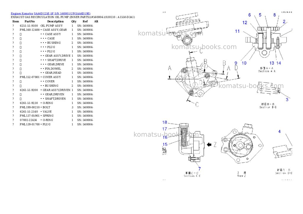 Komatsu saa6d125e-5f s/n 560001-up Parts catalog cover Page 10 Komatsu saa6d125e-5f s/n 560001-up Parts catalog cover Page 10
