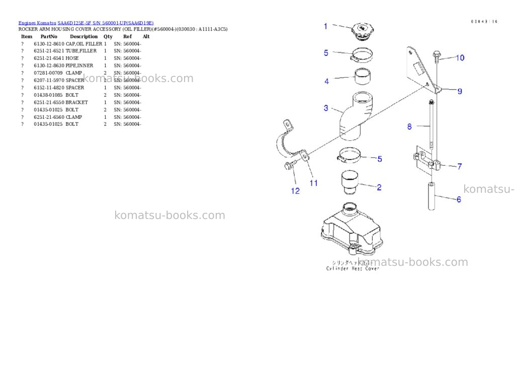 Komatsu saa6d125e-5f s/n 560001-up Parts catalog cover Page 2 Komatsu saa6d125e-5f s/n 560001-up Parts catalog cover Page 2