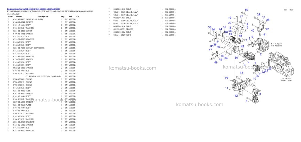 Komatsu saa6d125e-5f s/n 560001-up Parts catalog cover Page 7 Komatsu saa6d125e-5f s/n 560001-up Parts catalog cover Page 7