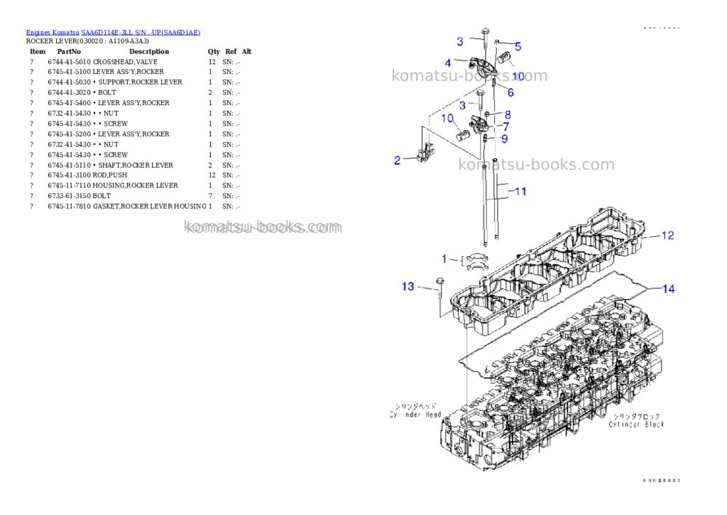 Komatsu saa6d114e-3ll s/n .-up Parts catalog cover Komatsu saa6d114e-3ll s/n .-up Parts catalog cover