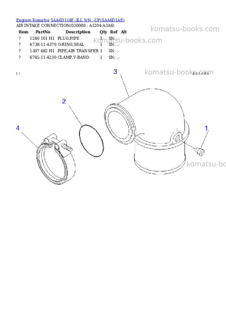 Komatsu saa6d114e-3ll s/n .-up Parts catalog cover Page 7 Komatsu saa6d114e-3ll s/n .-up Parts catalog cover Page 7