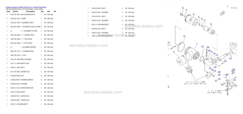 Komatsu saa6d170e-2d s/n 17389-up Parts catalog cover Page 7 Komatsu saa6d170e-2d s/n 17389-up Parts catalog cover Page 7