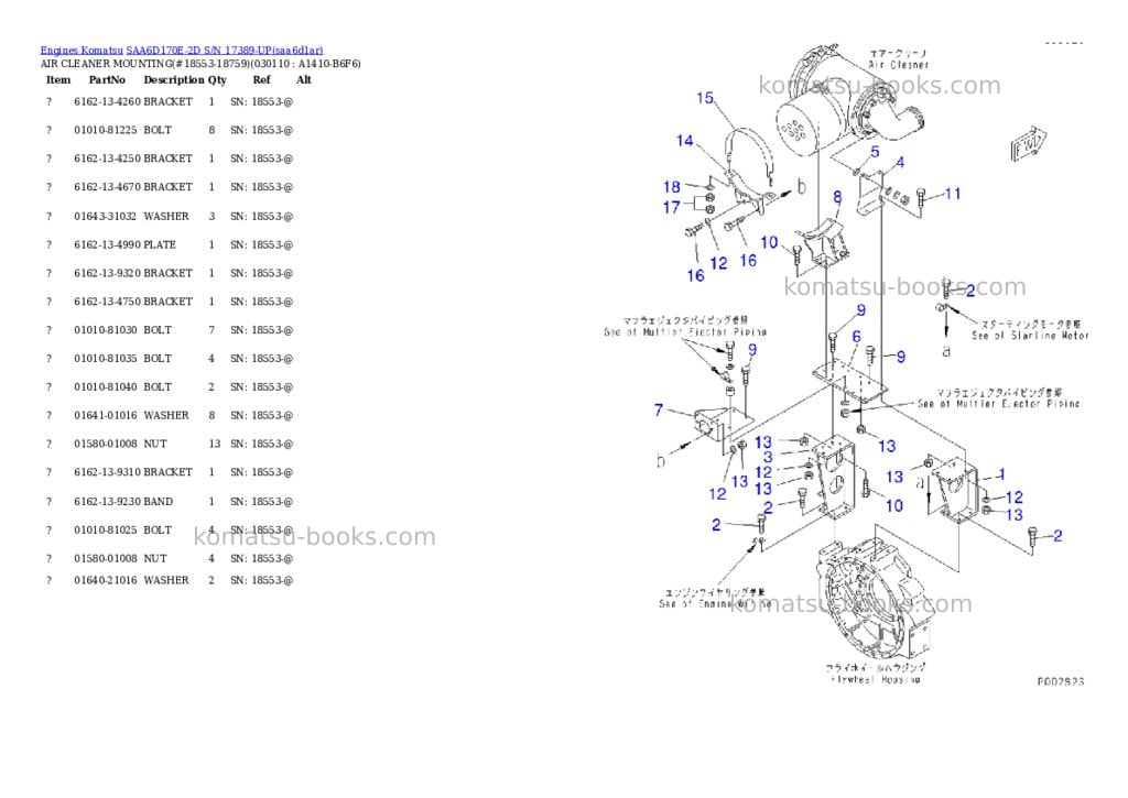 Komatsu saa6d170e-2d s/n 17389-up Parts catalog cover Page 9 Komatsu saa6d170e-2d s/n 17389-up Parts catalog cover Page 9