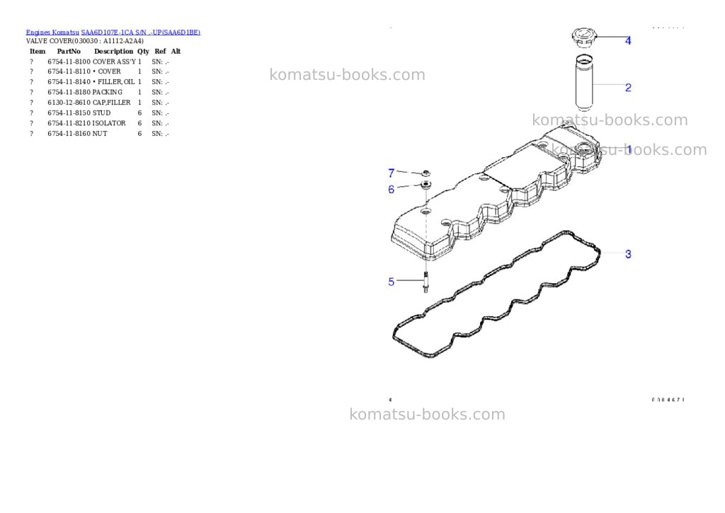 Komatsu saa6d107e-1ca s/n .-up Parts catalog cover Page 2