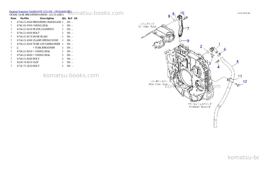 Komatsu saa6d107e-1ca s/n .-up Parts catalog cover Page 3