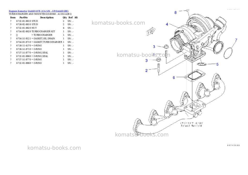 Komatsu saa6d107e-1ca s/n .-up Parts catalog cover Page 5