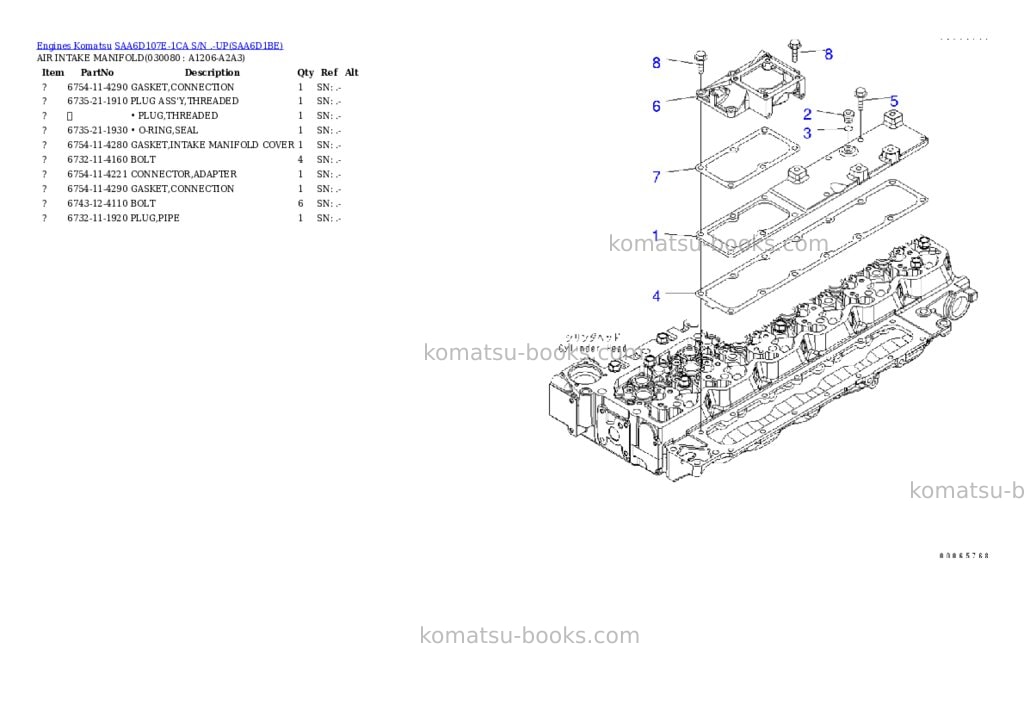 Komatsu saa6d107e-1ca s/n .-up Parts catalog cover Page 7
