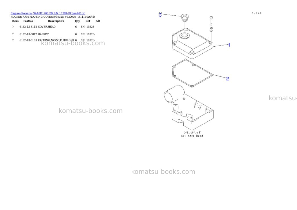 Komatsu SAA6D170E-2D S/N 17389-UP Parts catalog cover Page 2 Komatsu SAA6D170E-2D S/N 17389-UP Parts catalog cover Page 2