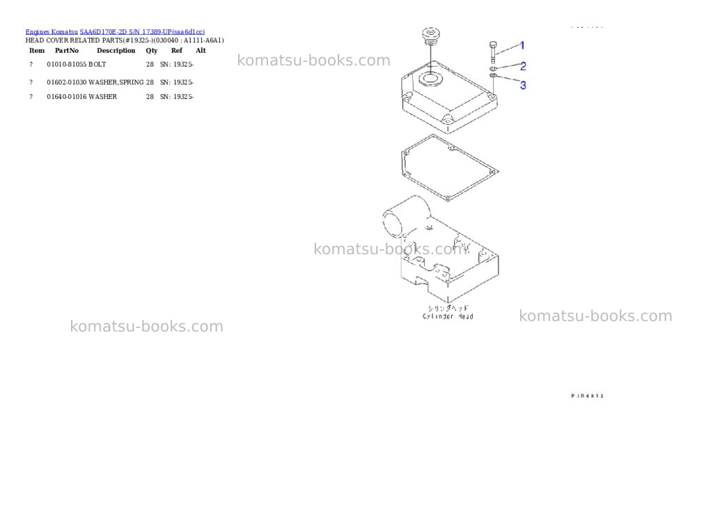 Komatsu SAA6D170E-2D S/N 17389-UP Parts catalog cover Page 3 Komatsu SAA6D170E-2D S/N 17389-UP Parts catalog cover Page 3