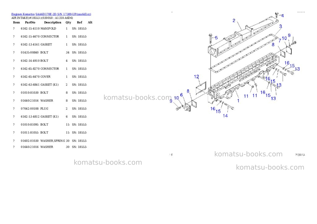 Komatsu SAA6D170E-2D S/N 17389-UP Parts catalog cover Page 4 Komatsu SAA6D170E-2D S/N 17389-UP Parts catalog cover Page 4