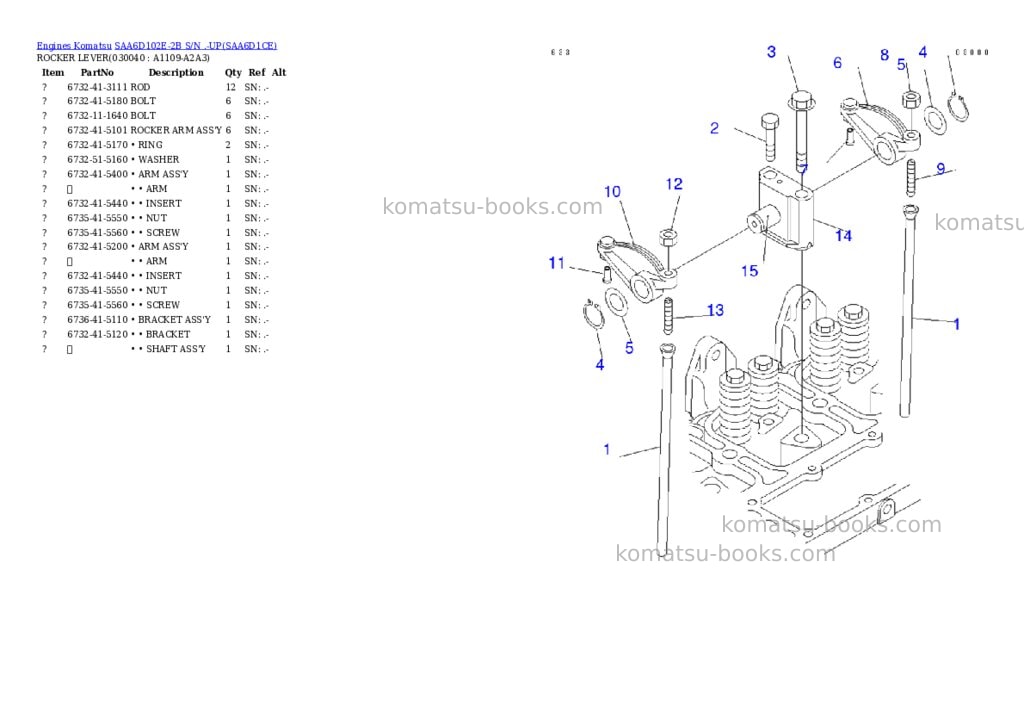 Komatsu saa6d102e-2b s/n .-up Parts catalog cover Page 3 Komatsu saa6d102e-2b s/n .-up Parts catalog cover Page 3