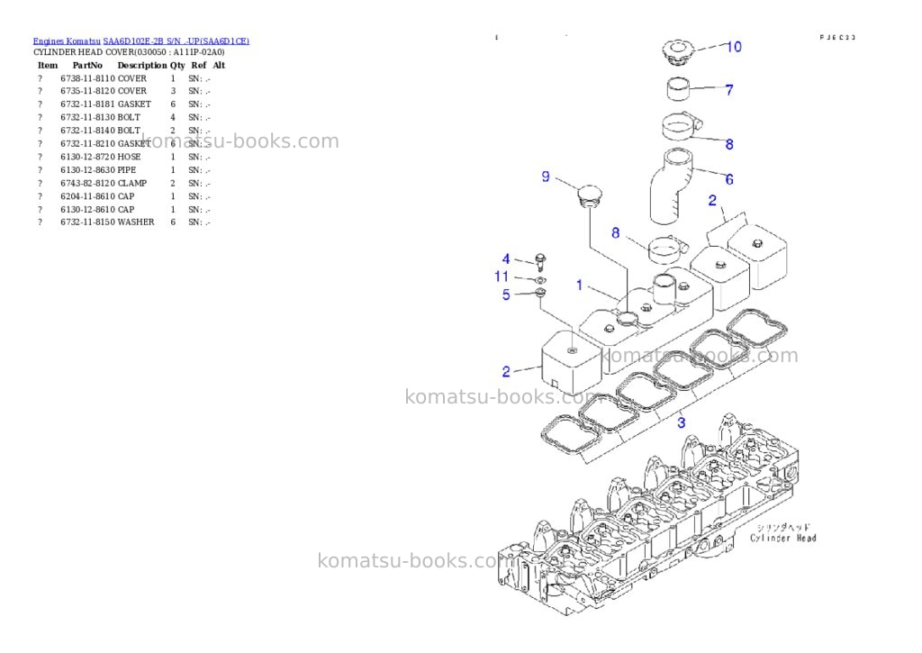 Komatsu saa6d102e-2b s/n .-up Parts catalog cover Page 4 Komatsu saa6d102e-2b s/n .-up Parts catalog cover Page 4