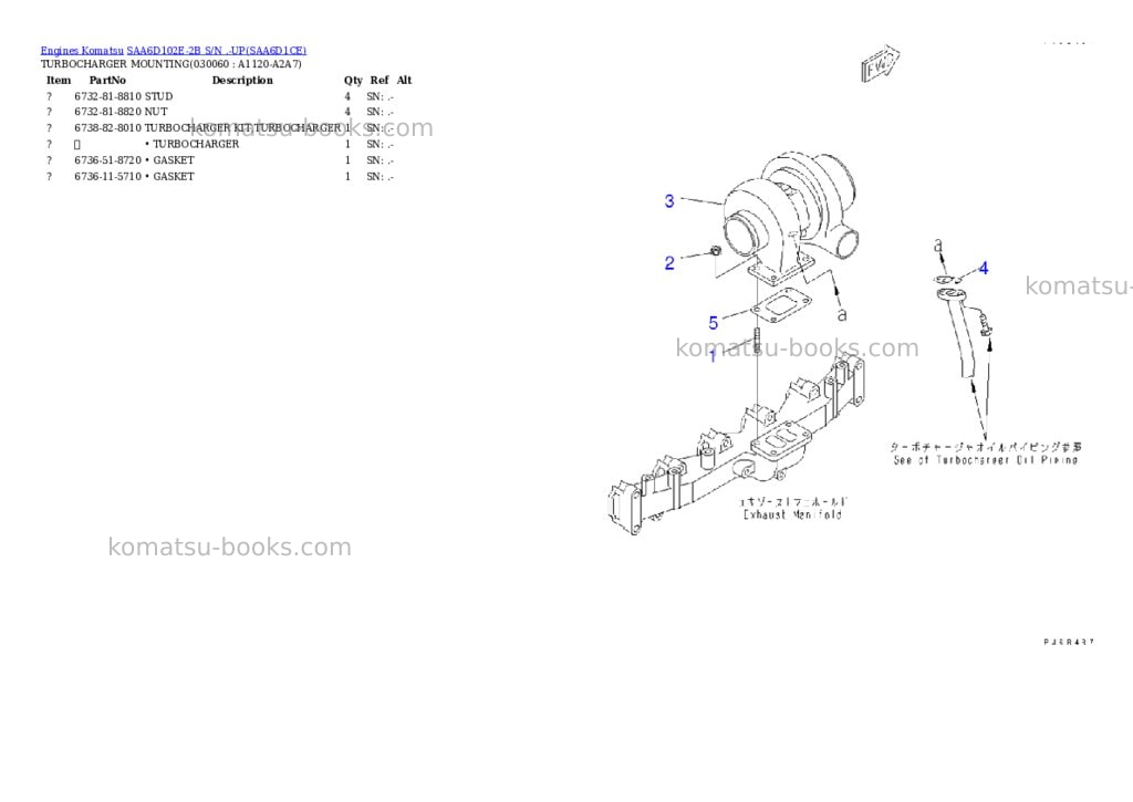 Komatsu saa6d102e-2b s/n .-up Parts catalog cover Page 5 Komatsu saa6d102e-2b s/n .-up Parts catalog cover Page 5